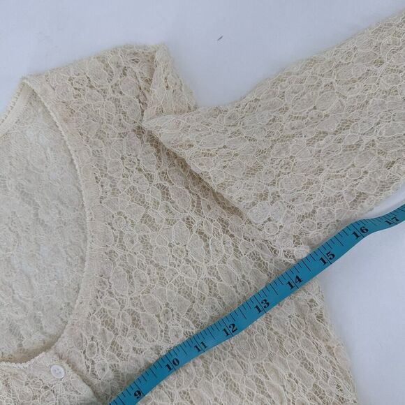 Free People Lace Stretch Peplum Top Cream Women’s Size Small - Picture 8 of 9